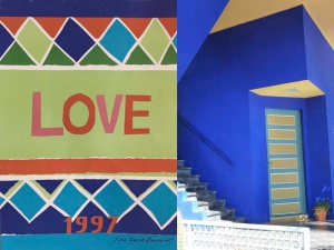 Postal LOVE de Ives Saint Laurent de Le Majorelle como compras imprescindibles en Marruecos