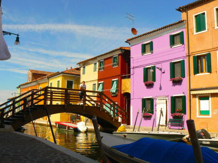 Casas de colores en Burano en Venecia