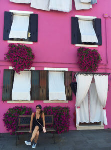 Fachada rosa en Burano