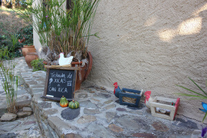Pizarra de presentación del desayuno campestre en el Montseny