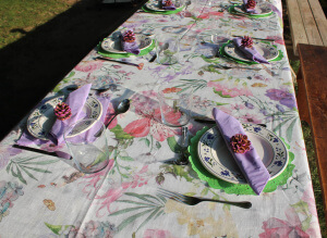 Detalle de la mesa decorada para el desayuno en el Montseny
