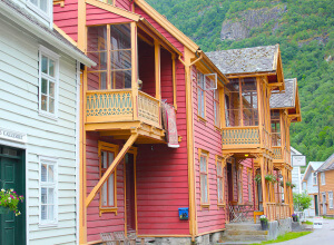 Casas de Laerdal en Noruega como uno de los lugares más coloridos del mundo