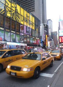 Taxis en Times Square en Nueva York