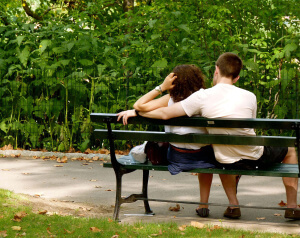 Enamorados en un banco de Nueva York