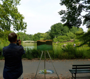 Artista pintando en Nueva York