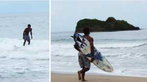 Surfista en Puerto Viejo en Costa Rica la capital caribeña del surf