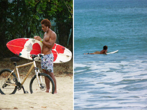 Surfista en Cocles en Costa Rica